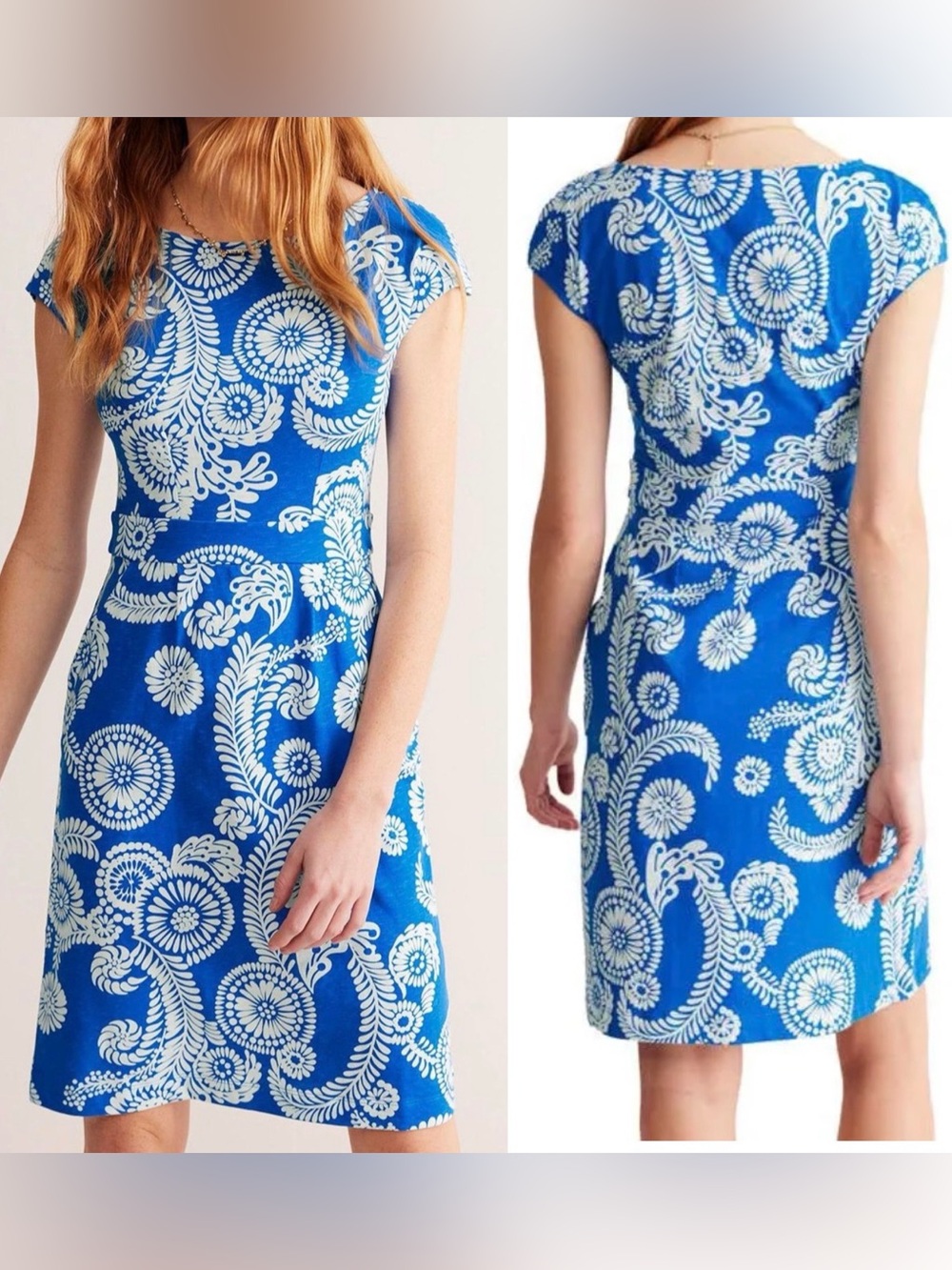 Boden Florrie Jersey Dress blue white  Size 6 P
